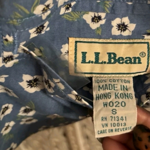 Vintage L.L. Bean Reversible Chambray Denim & Floral Print Vest Small - Picture 6 of 6